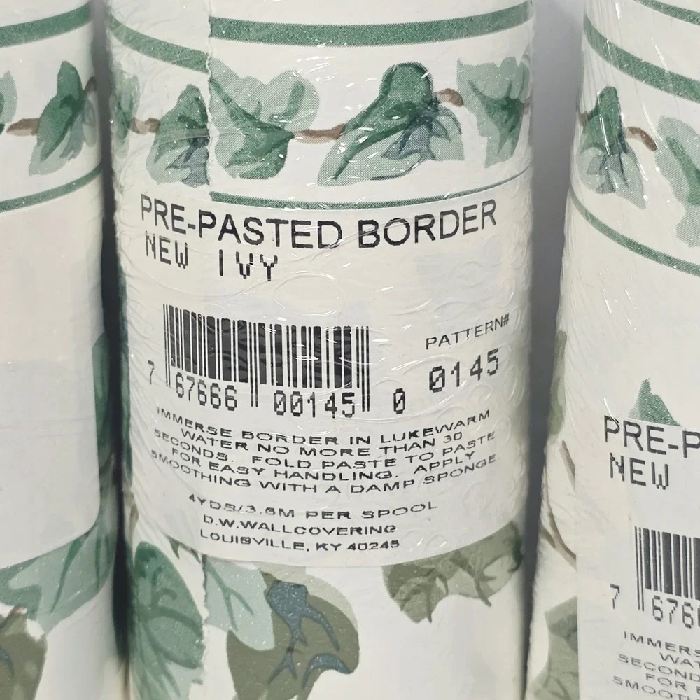 SET of 6 Vintage TRIMZ Wallpaper Border Rolls New Ivy Pattern #145 Green Floral